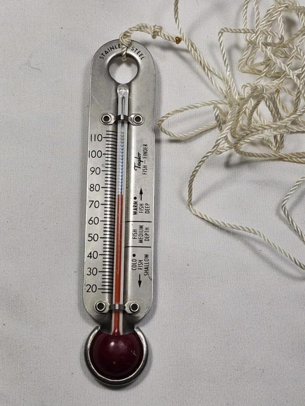 Vintage Taylor Fish Finder Fishing Thermometer Stainless Steel